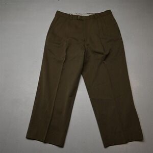 Vtg Greg Peters 33x28 Tan Brown 100% Wool Baggy Pleated High Waist Dress Pants